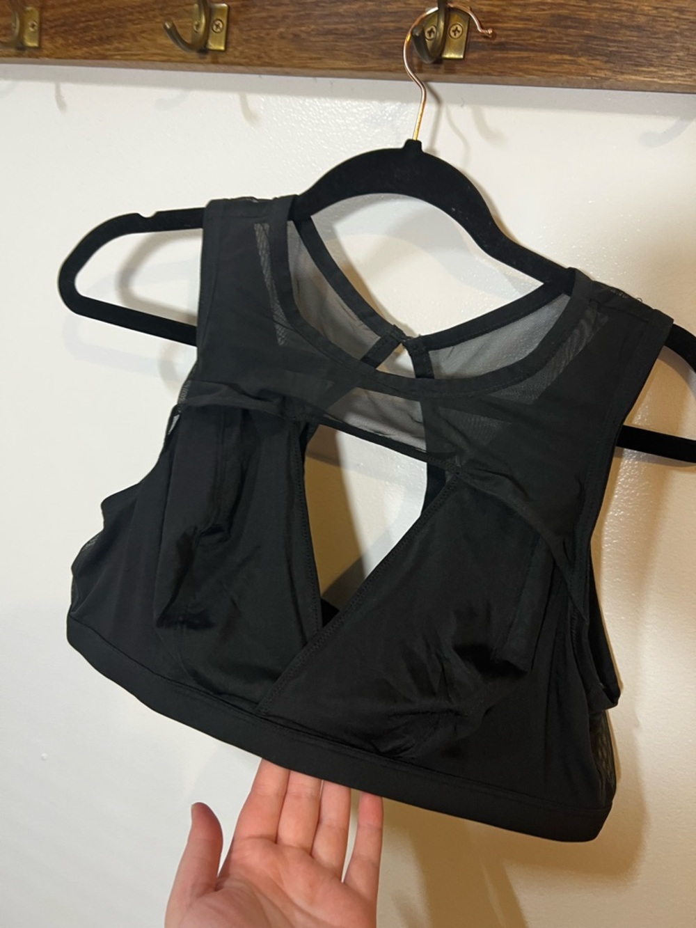 Cacique Black Mesh Panel Support Bra